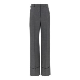 Valentino Garavani Dames, Broeken, Grijs, Maat: 3XS Wol