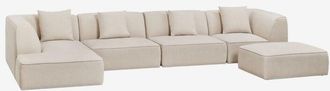 Sklum Sof&aacute; Modular Chaise Longue Izquierdo De 4 Piezas Con Puff Tapizado Cardea Sklum