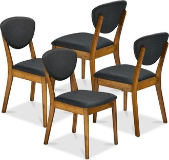 Best Choice Products Set of 4 Wooden Dining Chairs, Wood Modern Farmhouse Upholstered Chairs
