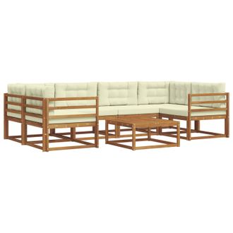 vidaXL Conjunto De Sof&aacute;s De Exterior 7 Pcs Natural Y Crema Vidaxl