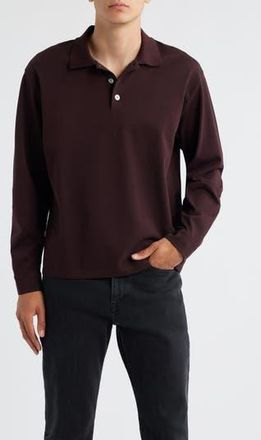 Frame Denim Long Sleeve Piqu&eacute; Polo in Burgundy at Nordstrom Rack, Size Xx-Large