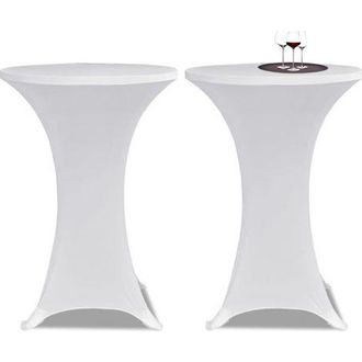 OEM Set Di 2 Tovaglie Rotonde Con Angoli Quadrati In Spandex Bianco Elasticizzato, 80 X 110 Cm, Ideali Per Cocktail, Matrimoni, Compleanni E Banchetti