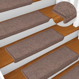 vidaXL Vidaxl - Tappetini per scale 15 pz 65x21x4 cm Marrone Bordo rettangolare