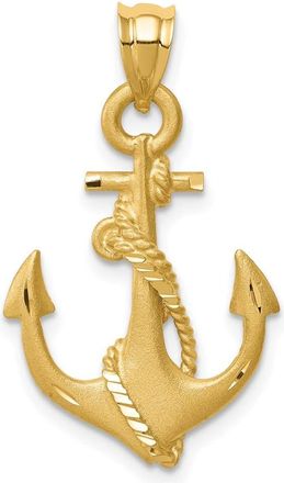 Diamond2Deal 14k Yellow Gold Brushed & Diamond-cut Anchor Pendant