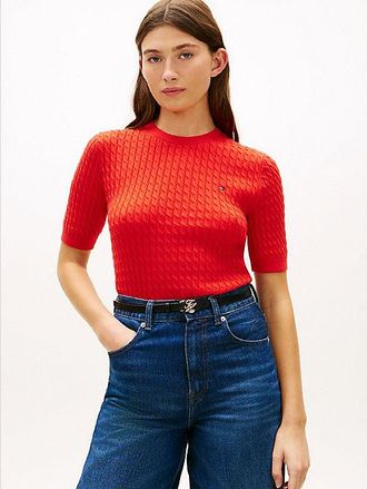 Tommy Hilfiger Cable Knit Short Sleeve Jumper