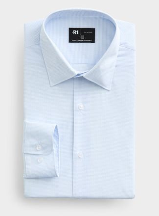 Le 31 Mens Pale-blue houndstooth shirt Standard fit