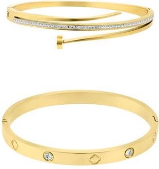 Adornia Set of 2 Nail & Clover Cuff Bracelets in Gold at Nordstrom Rack