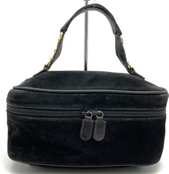 Gucci Horsebit Black Suede Leather Pouch Vanity Bag (Pre-Owned)