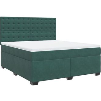 vidaXL Vidaxl - Cama Box Spring Con Colch&oacute;n Terciopelo Verde Oscuro 180x200 Cm
