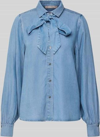 Christian Berg Regular Fit Schluppenbluse mit Knopfleiste in Jeansblau, Größe 36