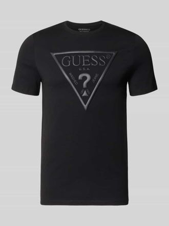 Guess T-Shirt mit Logo und Rundhalsausschnitt in BLACK, Gr&ouml;&szlig;e XXL