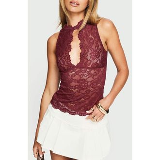 Princess Polly Quinbie Lace Sleeveless Top in Burgundy at Nordstrom, Size 10