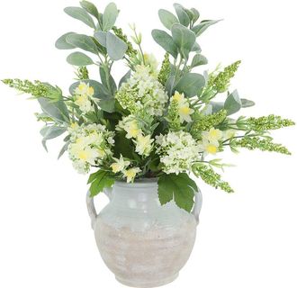 Creative Displays Inc. Handmade Faux Viburnum & Heather Arranged In Glazed Ceramic Pot
