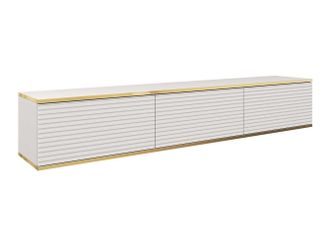 Mirjan24 Mobilier1 - Mueble Tv Felduno 101, Blanco + Dorado, N&uacute;mero De Puertas: 0, N&uacute;mero De Cajones: 0, 175x30x32cm