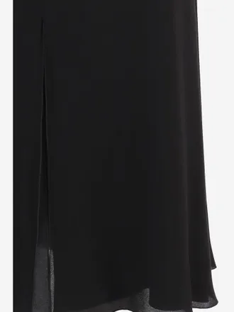 Valentino Womens Skirt With Front Slit, Silk Black