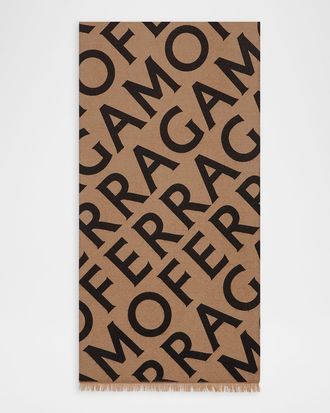 Ferragamo Logo Cashmere-Blend Scarf