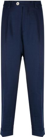 Brunello Cucinelli cropped tailored trousers - men - Linen/Flax/Wool/Cotton/Viscose/Acetate/Cupro - 48 - Blue