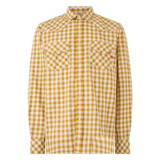Diesel Casual Shirts, male, Yellow, Size: XL Checked Casual Shirt
