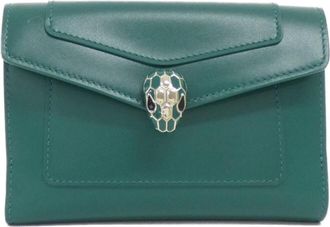 Bulgari Emerald Green Leather Wallet (Bi-Fold) (Pre-Owned)
