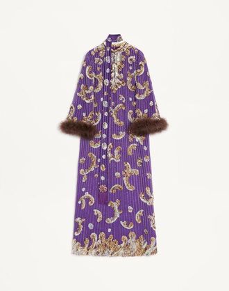 Valentino Abito in Chiffon ricamato con piume Donna VIOLA 40