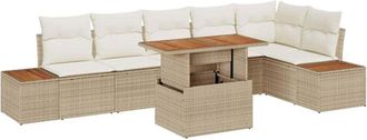 vidaXL Conjunto De Sof&aacute; De Jard&iacute;n 7 Pcs Beige Polirat&aacute;n Vidaxl