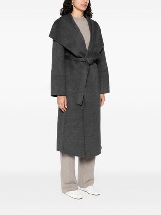 Soft Goat Wool-Blend Shawl Collar Coat - Charcoal