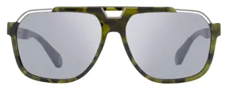 Philipp Plein SPP046M Logo-Plaque Navigator Sunglasses - Green