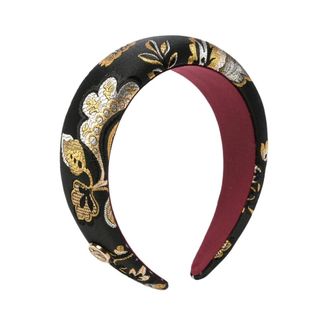Etro Accessoires, Dames, Zwart, ONE Size, Polyester, Bloemenjacquard Gewatteerde Hoofdband