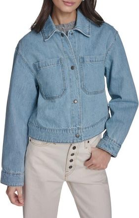 Levi's Floral Print Shirt Jacket in Lightwash Denim at Nordstrom, Size X-Small