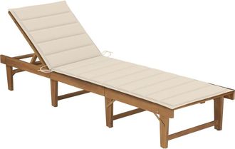 vidaXL Tumbona Plegable Con Coj&iacute;n Madera Maciza De Acacia Vidaxl