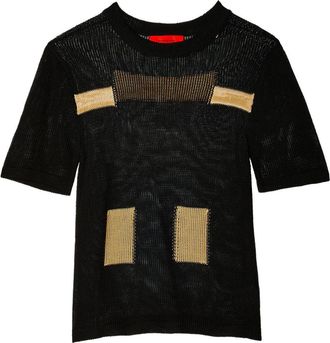 ECKHAUS LATTA Poster two-tone knitted T-shirt - men - Elastane/Cotton - L - Black