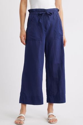 Hatley Linen & Cotton Drawstring Pants in Patriot Blue at Nordstrom, Size X-Large