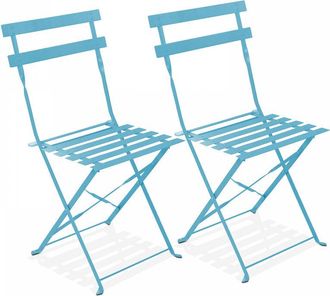 Oviala Set di 2 sedie pieghevoli in acciaio blu