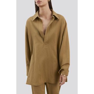 Mango Oversize Popover Shirt in Khaki at Nordstrom, Size 4