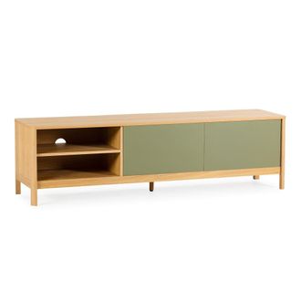 HOMN Mueble Tv 2 puertas efecto roble/verde