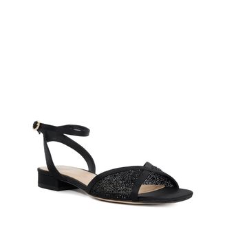 Dune London Womens Ladies Naxxos - Ankle Strap Embellished Sandals - Black Fabric - Size UK 3