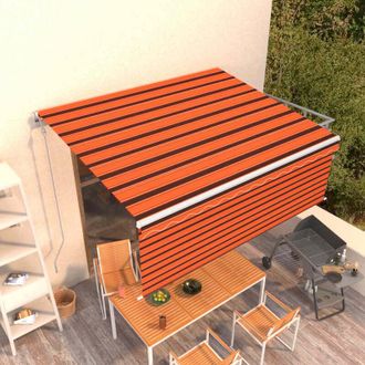 vidaXL Vidaxl - Toldo Autom&aacute;tico Retr&aacute;ctil Con Persiana 4x3 M Naranja Y Marr&oacute;n
