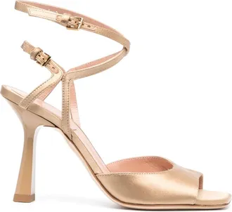 Alberta Ferretti 105mm ankle-strap sandals - women - Silk/Viscose/Calf Leather/Calf Leather - 38 - Brown