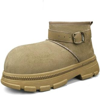 Generic NYSBH Men Thicken Warm Plush Snow Boots Thick Non Slip Winter Cotton Padded Shoes Outdoor Casual Platform Short Booties