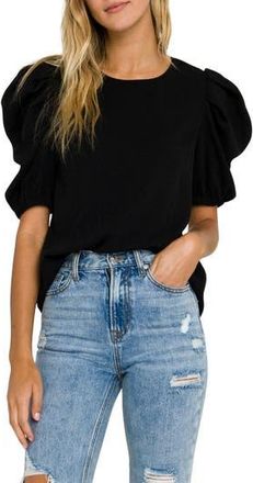 English Factory Puff Sleeve Top in Black at Nordstrom Rack, Size X-Small