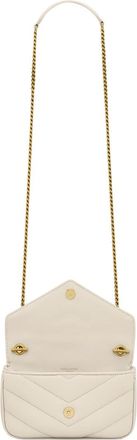 Saint Laurent Womens Shoulder Bag Loulou Mini Ivory Lamb Leather