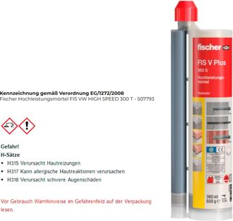 Fischer Mortero De Alto Rendimiento Fis Vw High Speed 300 T - 507793