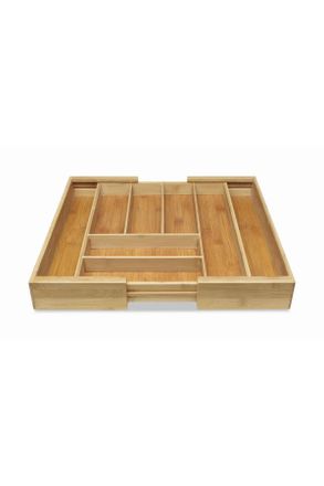 Homeware Besteckeinsatz, Naturfarben, Holz, Bambus, 6 Fächer, 35-58x43x6 cm, variabel ausziehbar, Küchenzubehör, Küchenhelfer, Besteckeinsätze