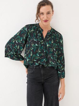 Fat Face FatFace Black Dark Skies Tia Button Longline Blouse