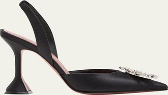 Amina Muaddi Begum Satin Crystal Slingback Pumps