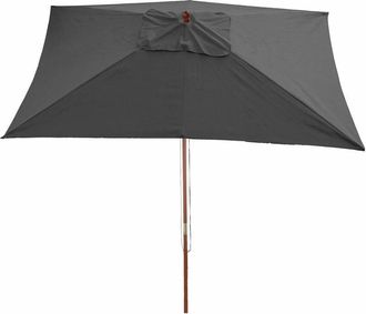 Hhg [nunca Usado] Parasol Florida, Sombrilla De Jard&iacute;n Sombrilla De Mercado, 2x3m Poli&eacute;ster/madera 6kg, Antracita
