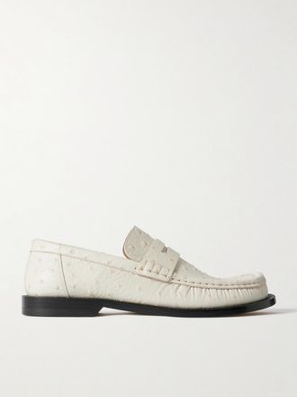 Loewe Mocassini In Pelle Testurizzata Campo - Ecru