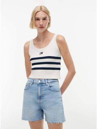 Tommy Hilfiger Womens Tommy Jeans Striped Sweater Tank Top - White - XL