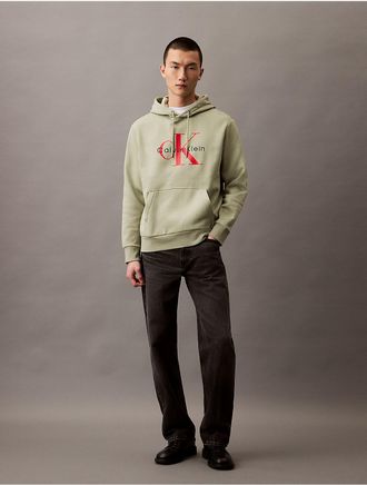 Calvin Klein Jeans Calvin Klein Mens Monologo Fleece Hoodie - Neutral - 2XL
