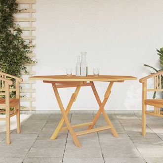 Berkfield Home Folding Garden Table 120x120x75 cm Solid Wood Teak in Brown | Size: 120 x 120 x 75 cm